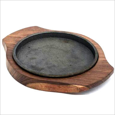 लकड़ी का गोल आइसक्रीम सिज़लर प्लेट