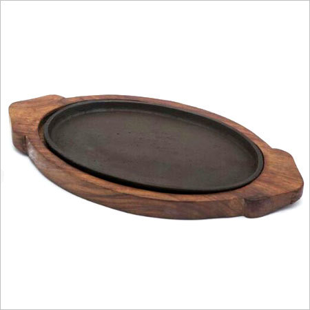 लकड़ी का अंडाकार सिज़लर प्लेट