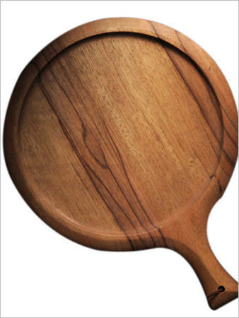 लकड़ी का गोल हैंडल पिज्जा प्लेट
