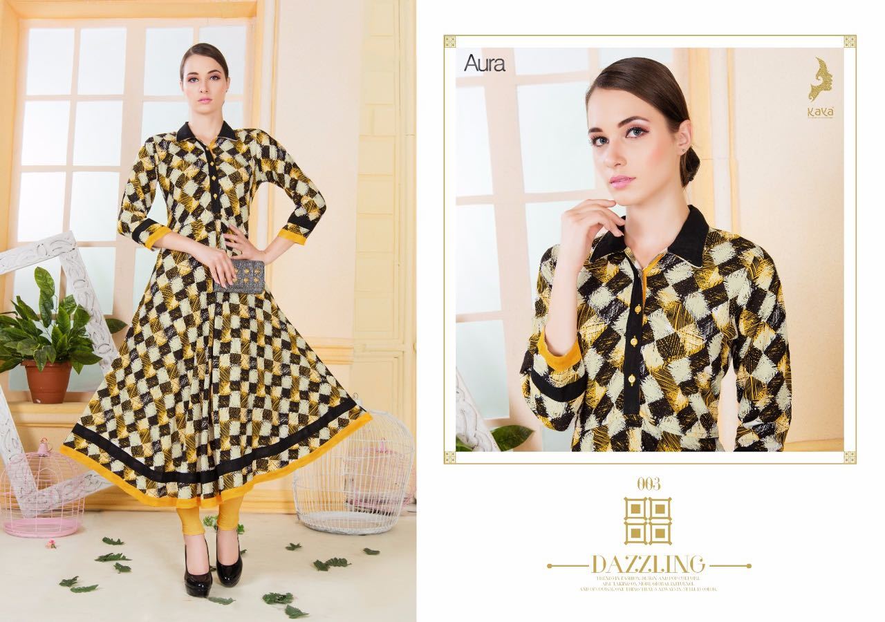 Blue And Mix Designer Rayon Kurti