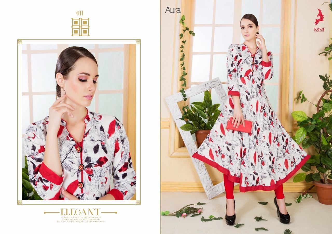 Blue And Mix Designer Rayon Kurti