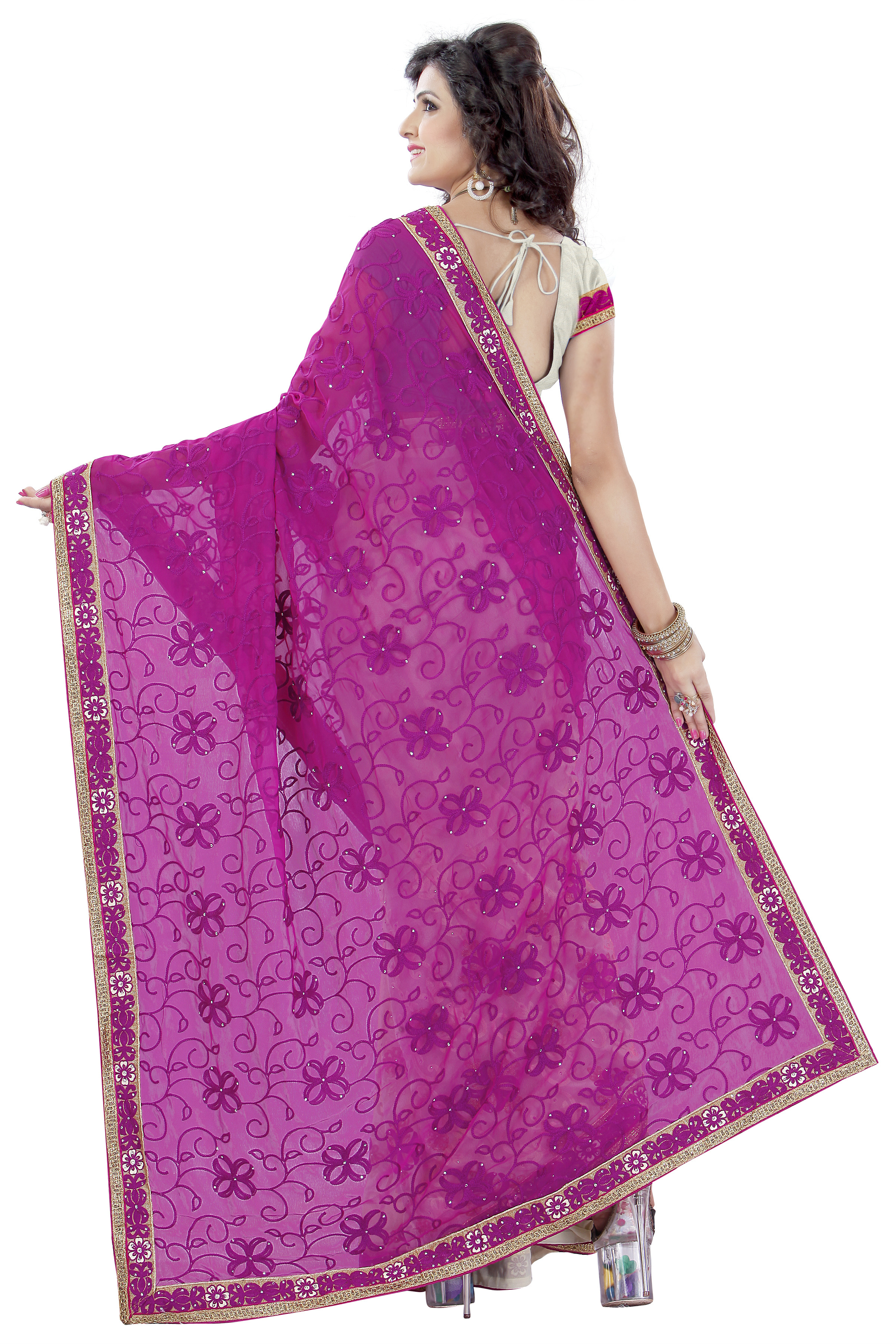 Deep Pink Fancy Designer Sarees