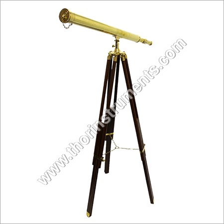 विंटेज ब्रास टेलीस्कोप ब्राउन ट्राइपॉड स्टैंड