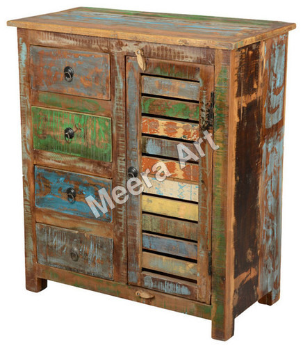 Wood Reclaimed Shutter 4 Drawer Sideboard