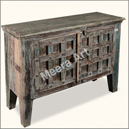 Wood Reclaimed One Door  Brown Sideboard