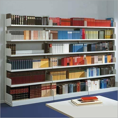 Library Shelves - Steel Material, 1000mm Width, Elegant White Finish | Durable Indian Style Design for Indoor Study Rooms