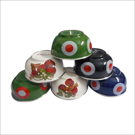 Enamel Serving Bowl - Steel, 12-16 cm | Lightweight, Breakage Free Design with Colorful Prints and Customizable Embossed Features
