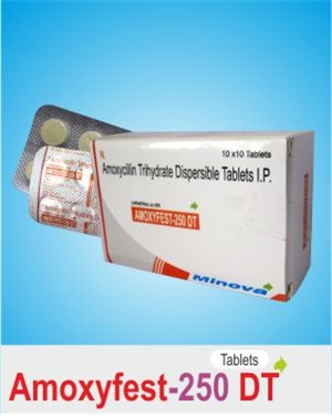 Amoxyfest-250 Dt Tablets Ingredients: Amoxycillintrihydrate I.P Eqv. To Amoxycillin 250Mg
