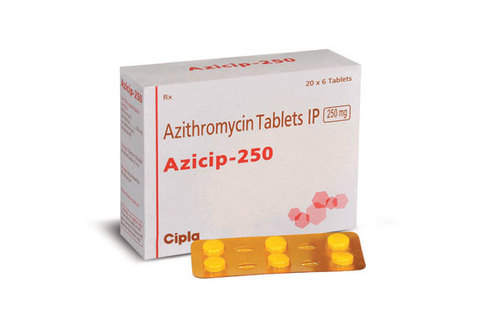 Azicip - 250 Mg Azithromycin Tablet | Anti-Bacterial Treatment for Various Infections, Ideal for Bacterial Infections of Nose, Throat, and More, Store in Dry Place