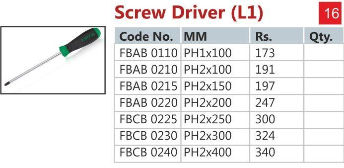 Screw Driver (L2) - Stainless Steel & Plastic, 10-50 Mm Width | Silver & Black, Manual Operation For Laboratory Use