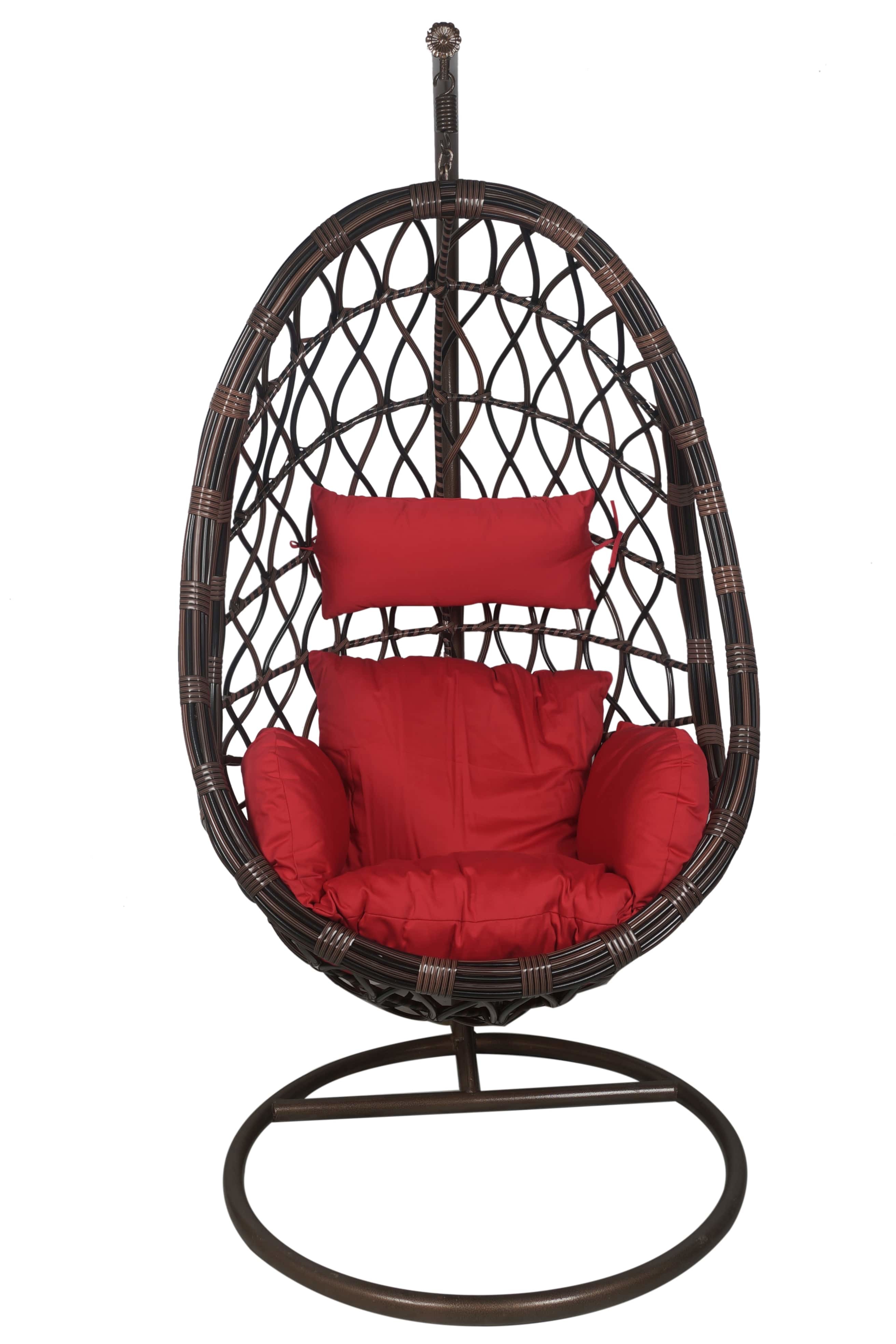 Wicker Hanging Chair With Cushions & Stand No Assembly Required