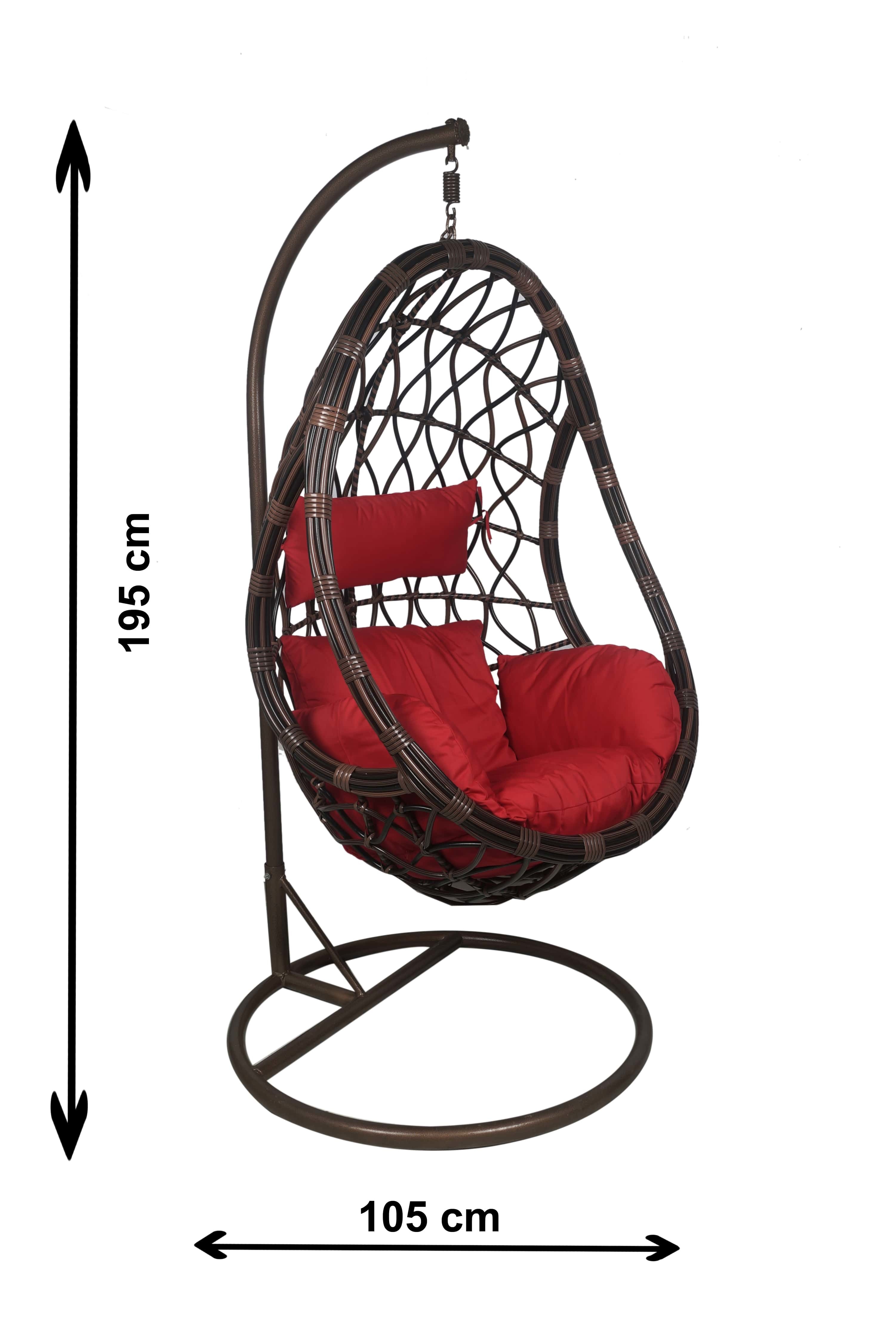 Wicker Hanging Chair With Cushions & Stand No Assembly Required
