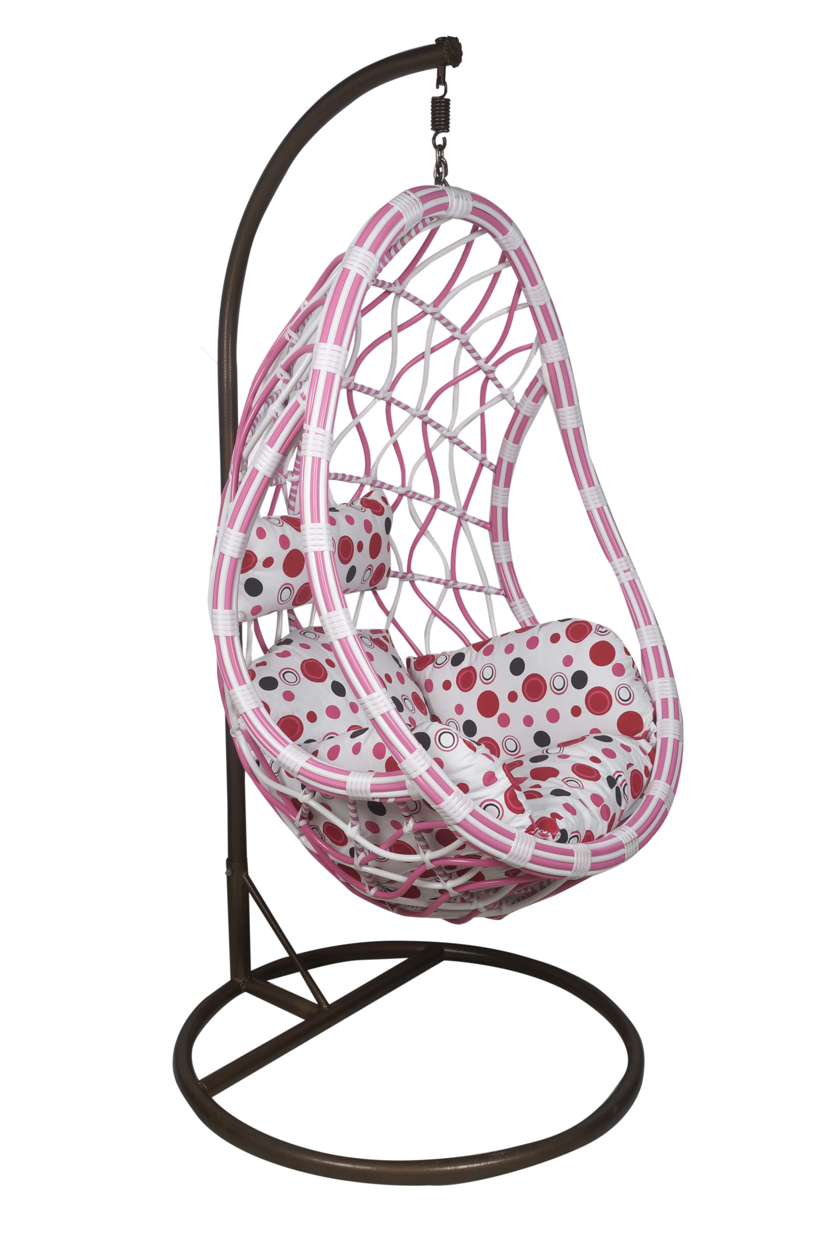 Wicker Hanging Chair With Cushions & Stand No Assembly Required