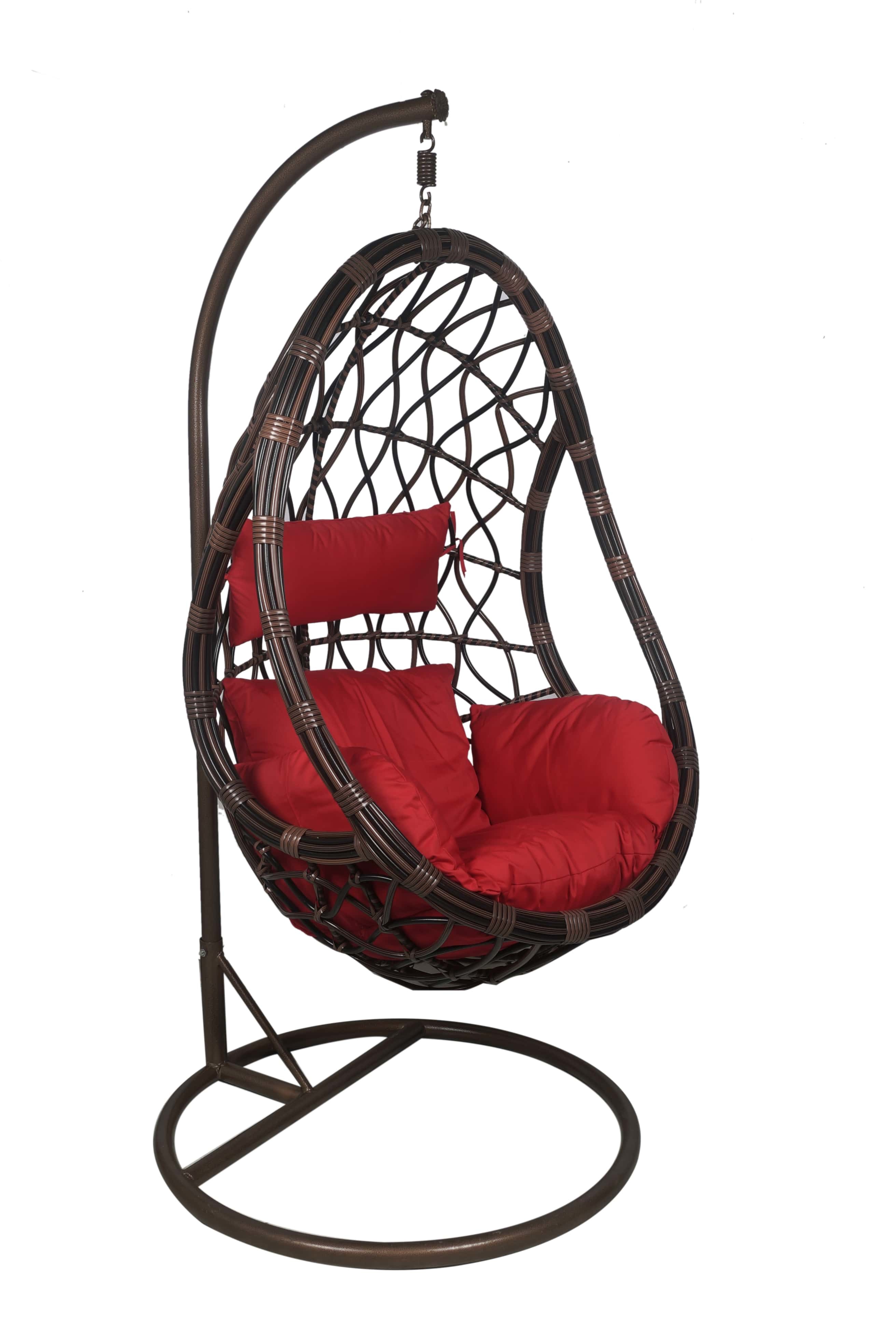 Wicker Hanging Chair With Cushions & Stand No Assembly Required