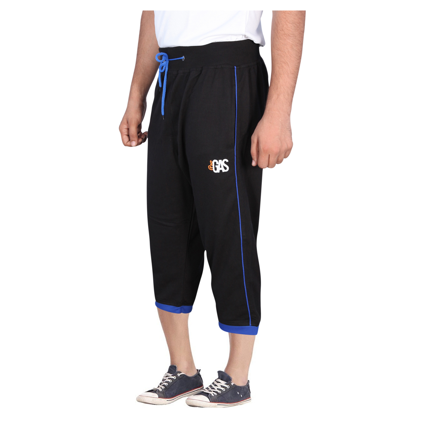 Progas Capri - 100% Cotton Poplin, Black, Elastic Waist With Drawstring, Soft Fabric Homewear