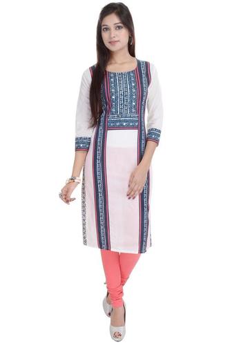 White Long New Cotton Kurti