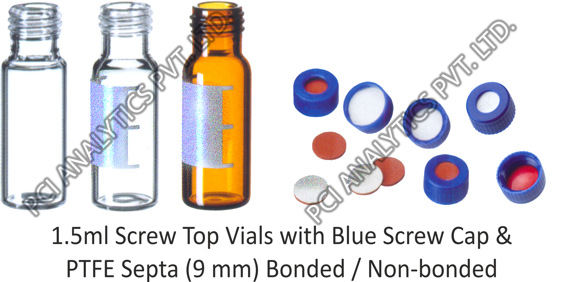 Screw Top Vials - 1.5ml Clear & Amber With Blue Screw Cap, Red Ptfe/silicon Septa, Multi Color, 100 Pack