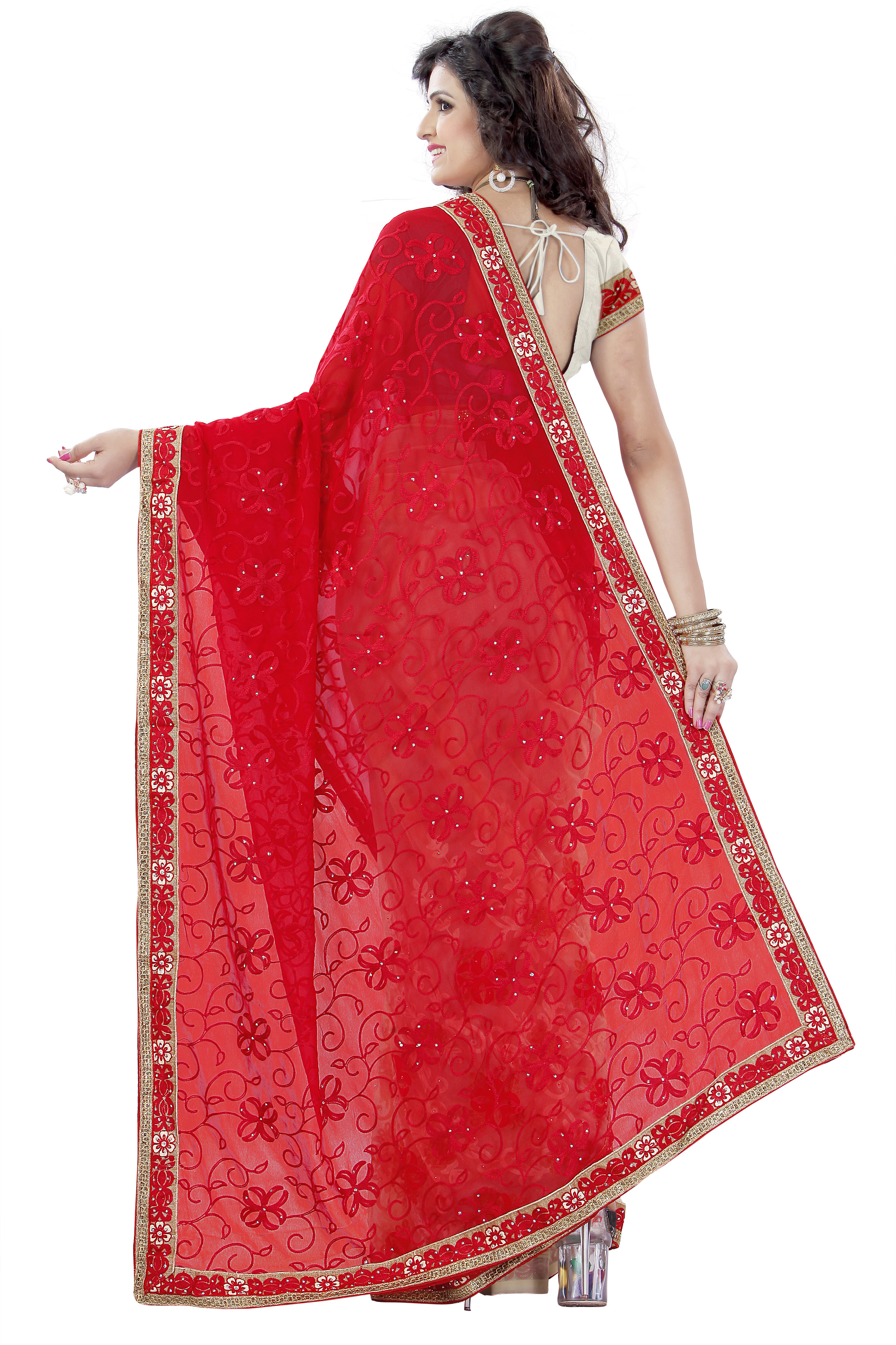 Red Designer Fashion Sarees