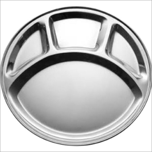 S.S Round Partition Plate - Stainless Steel, 6-10 Inch, Silver | Lightweight, Smooth Edges, Durable Quality for Home and Hotel Use