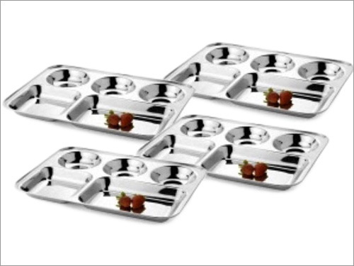 S.S Partition Plate - Stainless Steel, 6-10 Inch Size | Silver, Ideal for Home and Hotel Use