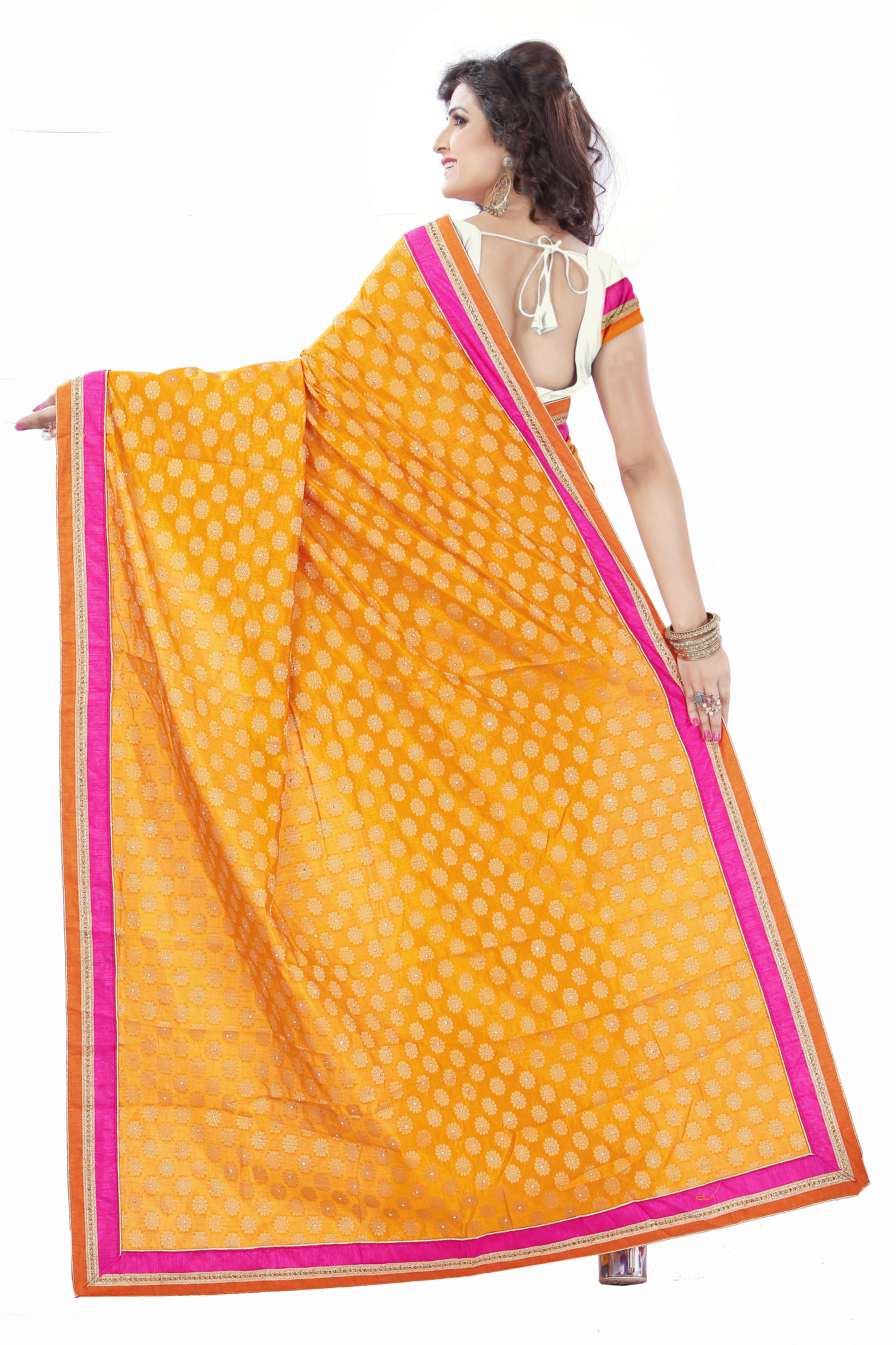 Orange And Beige Wedding Saree