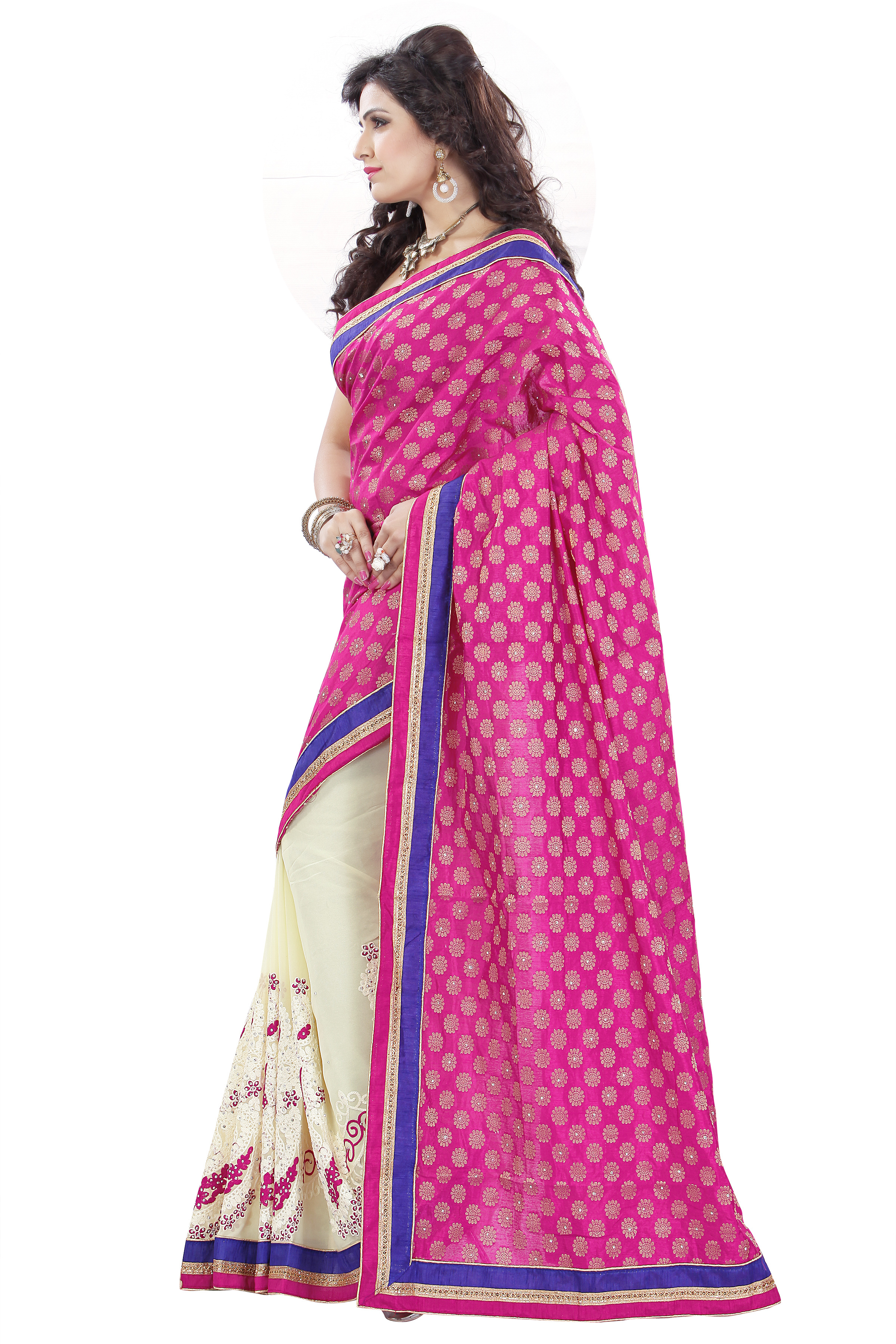 Pink Stone Work Saree