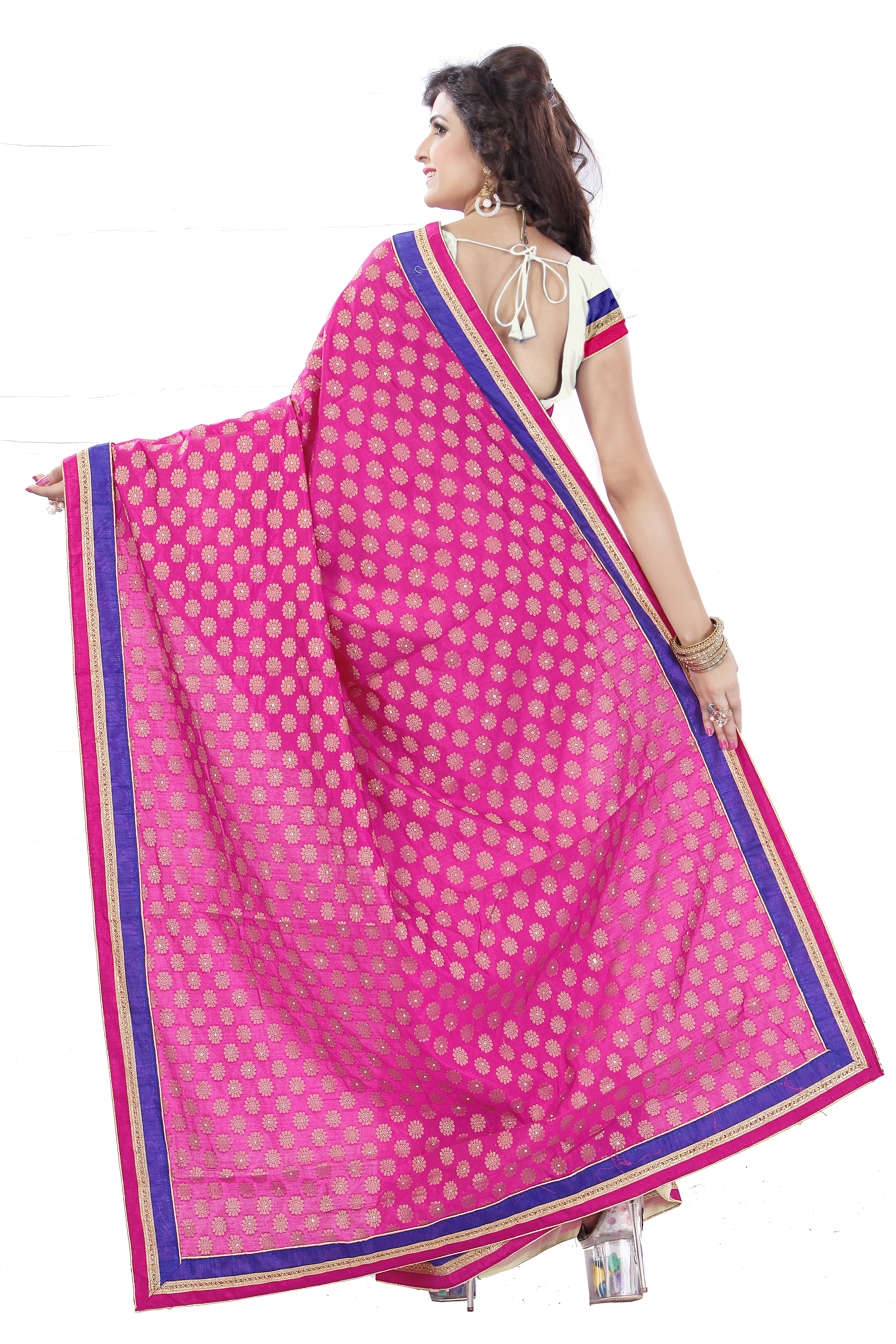 Pink Stone Work Saree