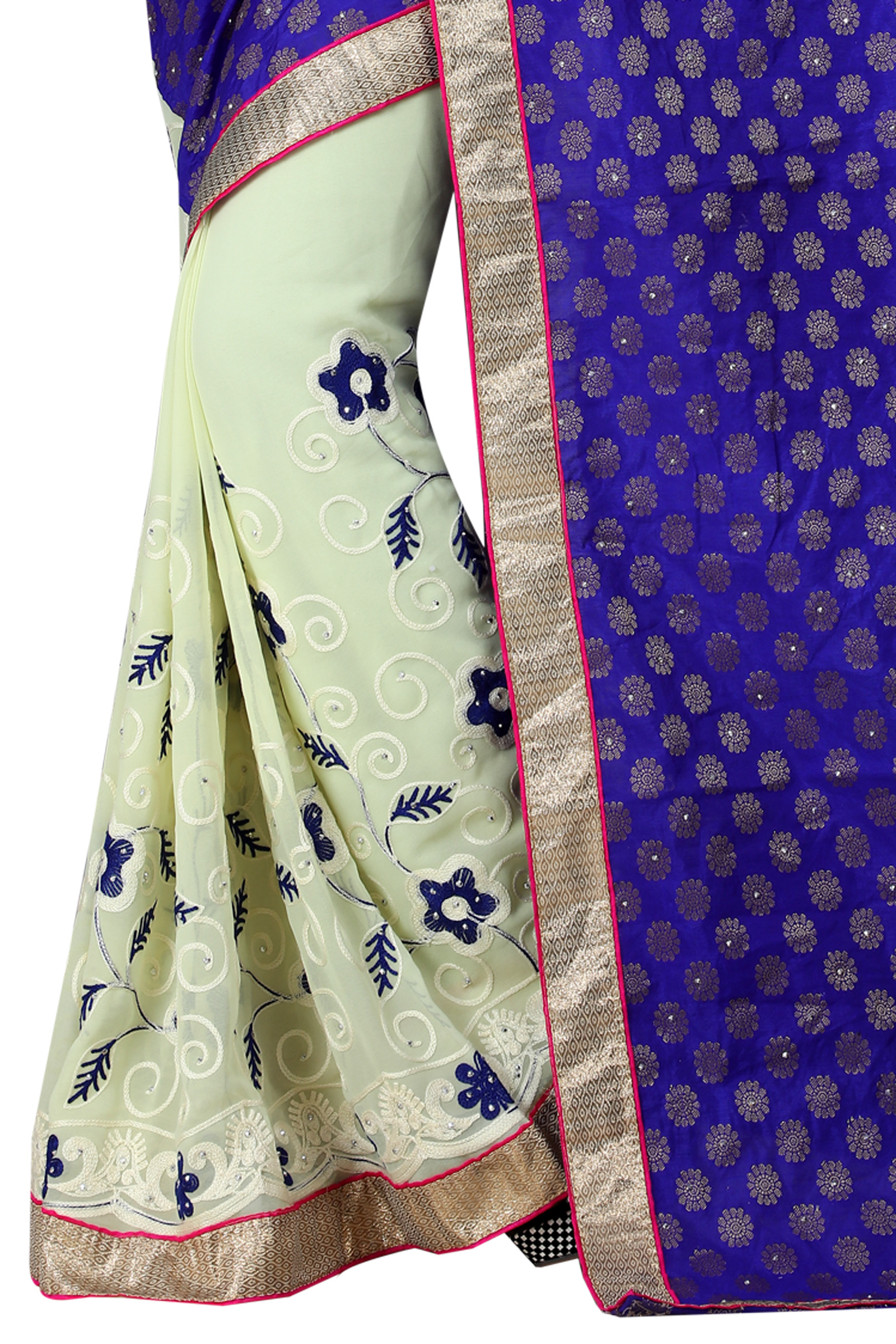 Purple Heavy Stone Work Saree