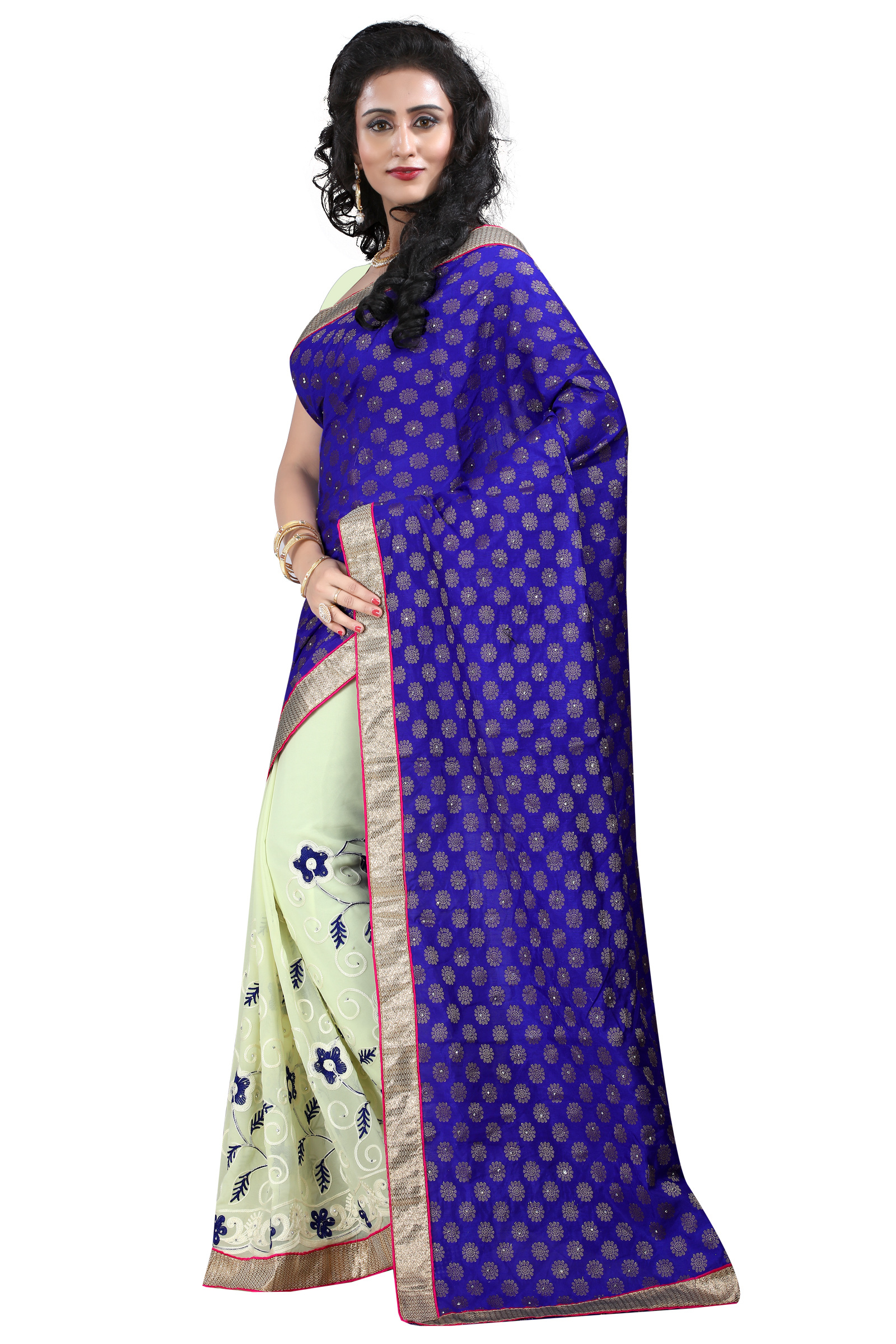 Purple Heavy Stone Work Saree