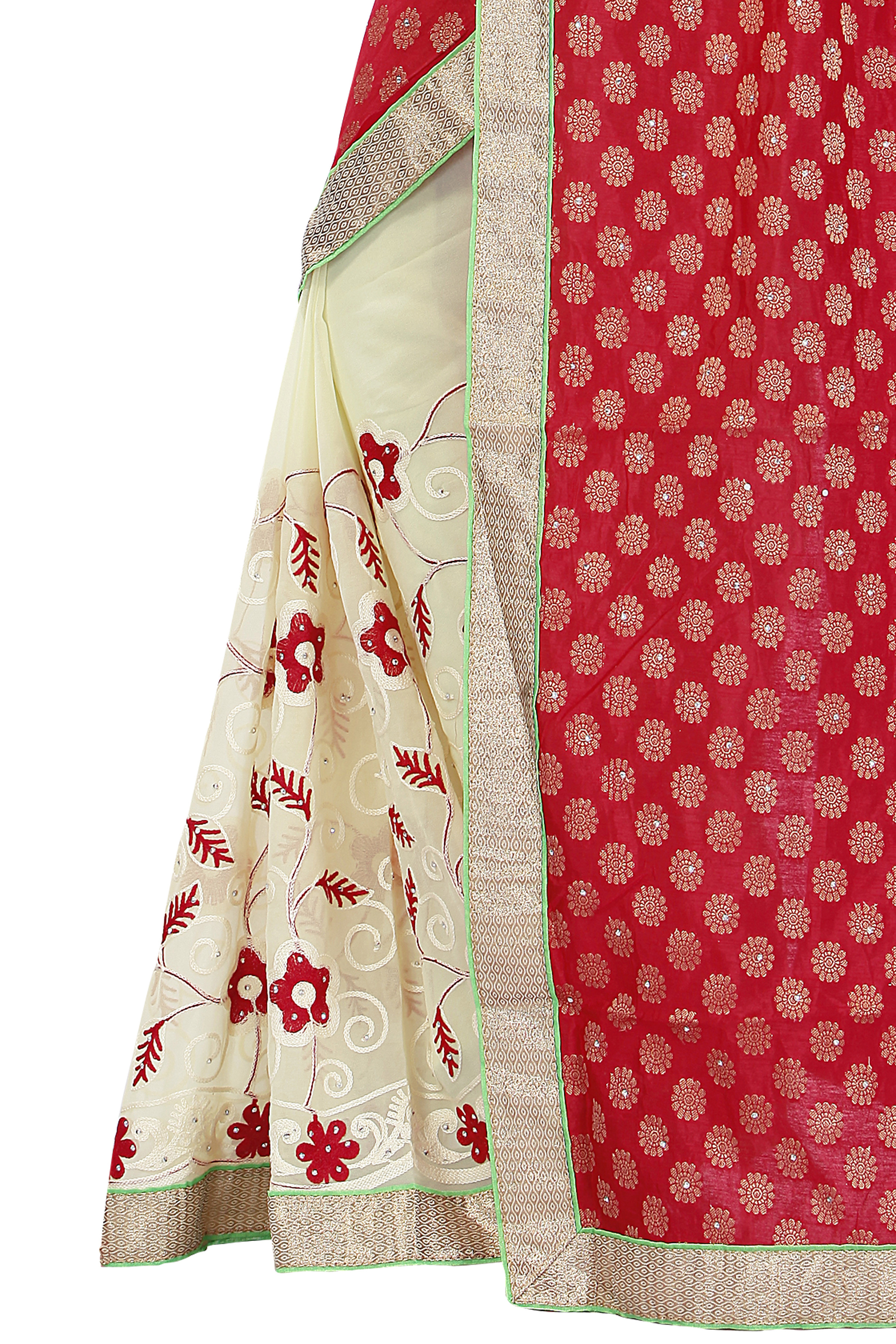 Red Stone Work Saree