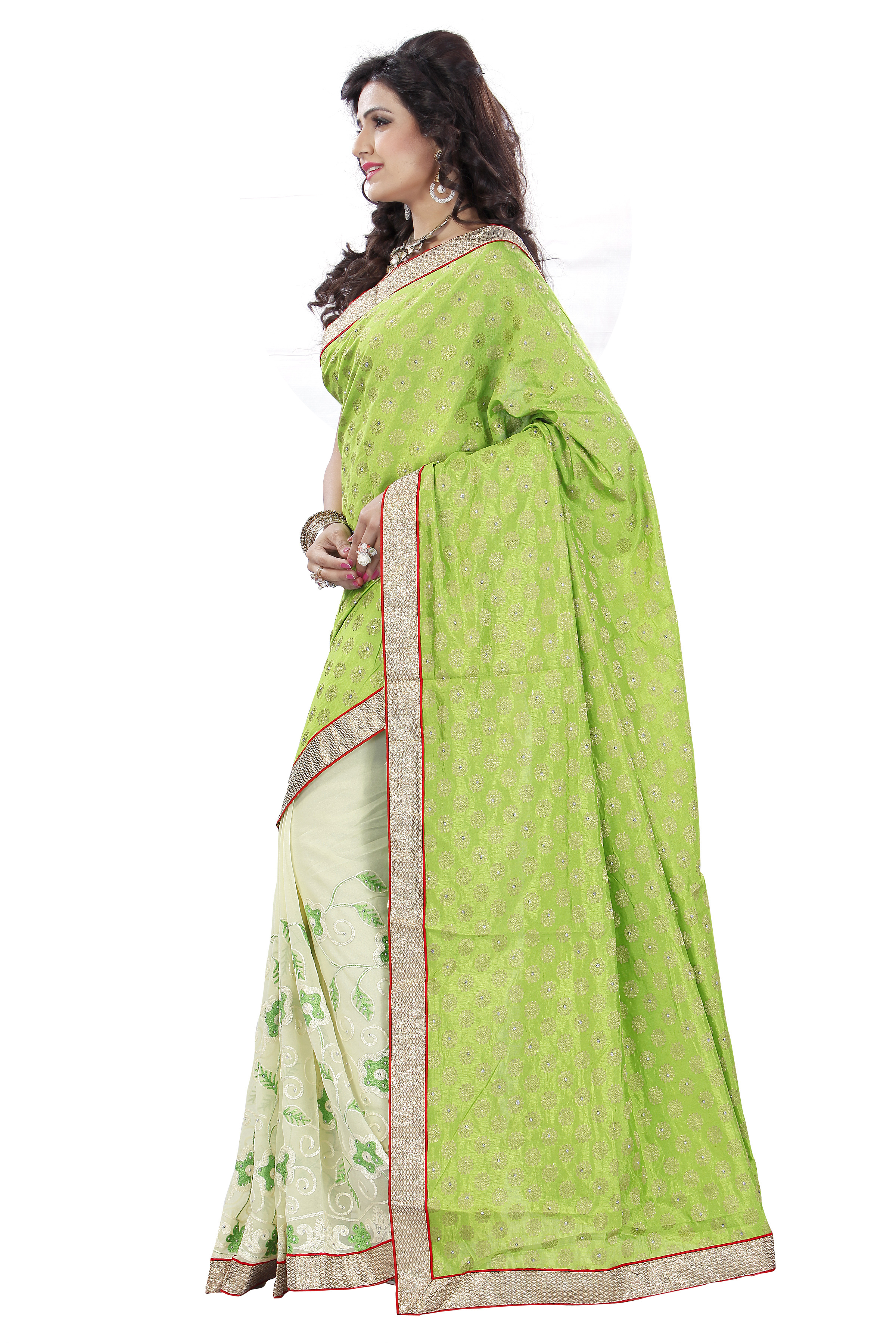 Green Stone Work Saree