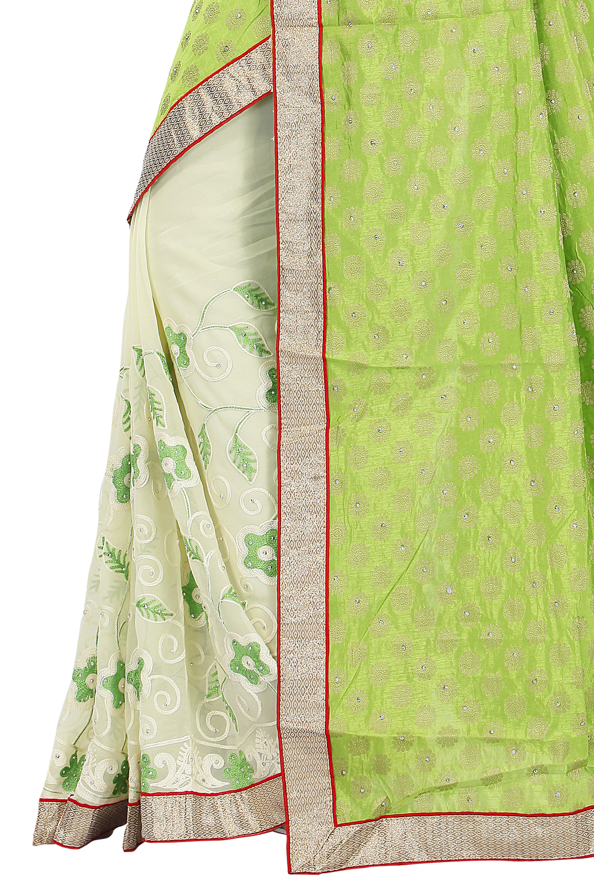 Green Stone Work Saree