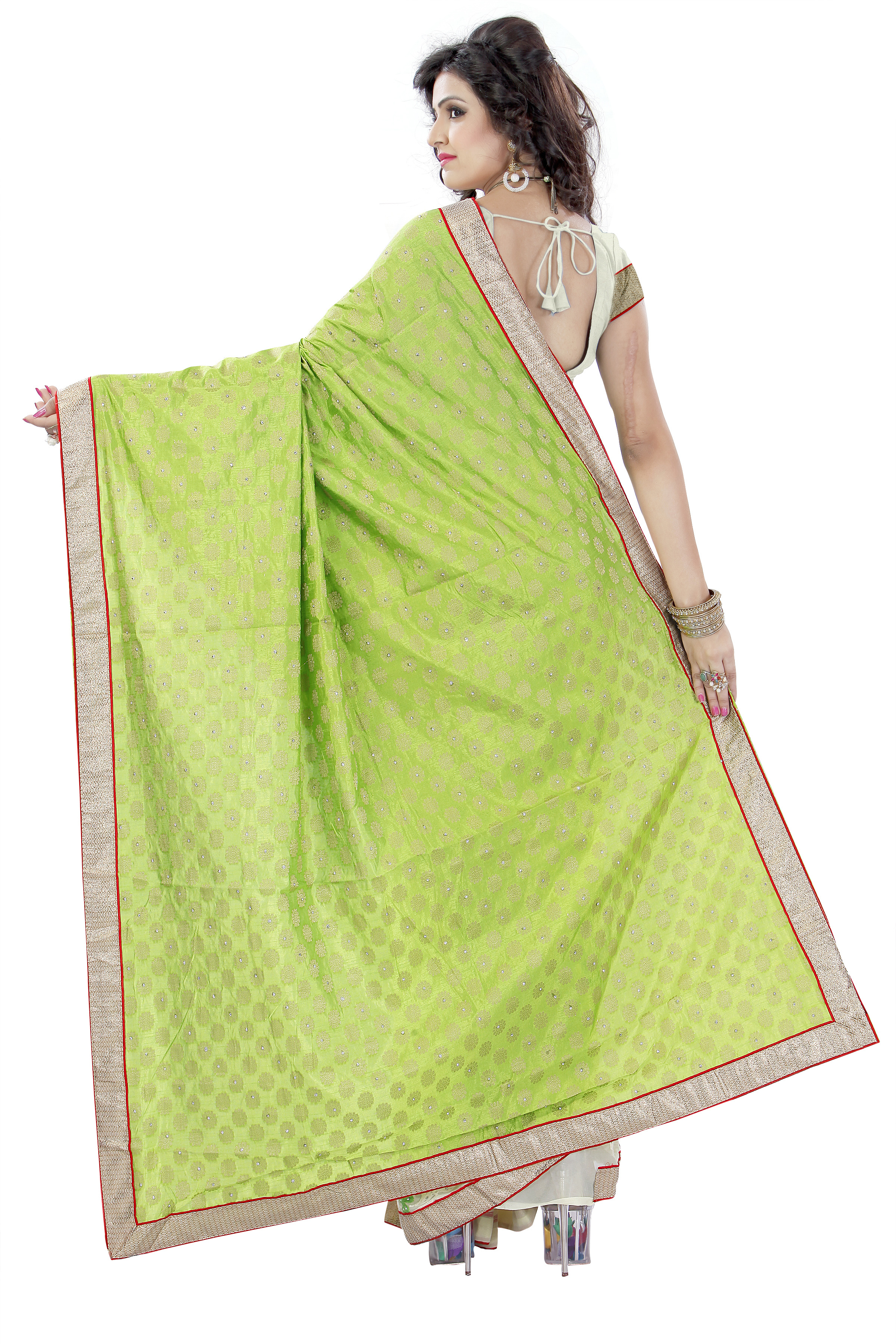 Green Stone Work Saree