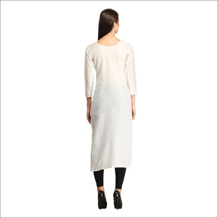 Fancy Kurtis - Cotton Blend, 50 Inches, Off-white | Elegant Design, Comfortable Fit, Stylish A-line