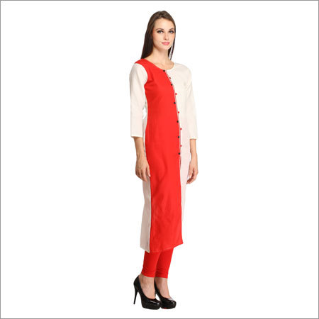 Fancy Kurtis - Rayon, 52 Inches, Red | Stylish Design, Comfortable Fabric, Elegant Look, Perfect Fit, Versatile Style, Durable Material, Trendy Fashion, V-neck, Three-quarter Sleeve, S-xl
