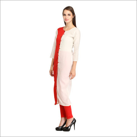Fancy Kurtis - Rayon, 52 Inches, Red | Stylish Design, Comfortable Fabric, Elegant Look, Perfect Fit, Versatile Style, Durable Material, Trendy Fashion, V-neck, Three-quarter Sleeve, S-xl