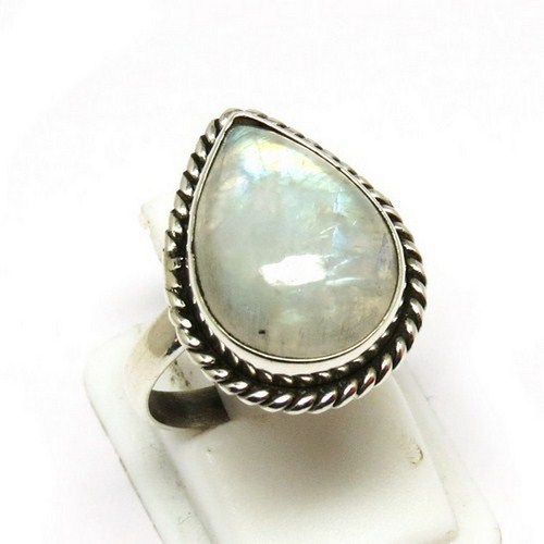 विशिष्ट इंद्रधनुष जेड मूनस्टोन 925 स्टर्लिंग सिल्वर जेमस्टोन रिंग