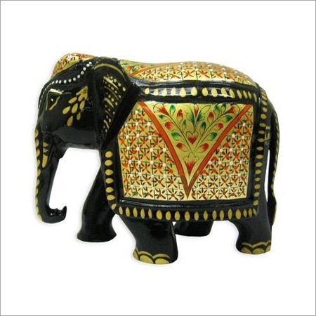Wood Painted Wooden Elephant Statue