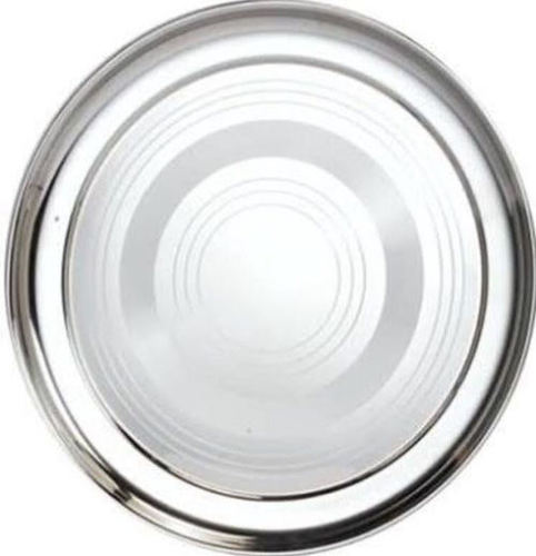 SS Round Tray With Silver Touch - Stainless Steel, 8-10 Inch Size, Silver Color | Ideal for Home and Hotel Use