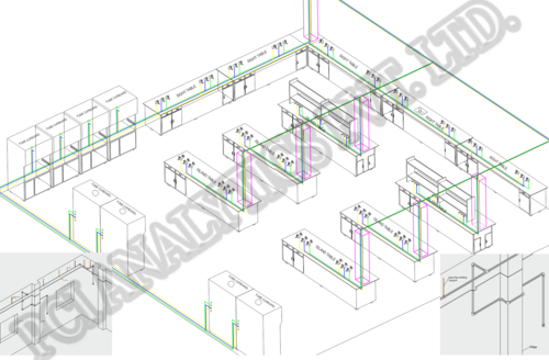 गैस / उपयोगिता पाइपिंग फॉल सीलिंग के माध्यम से