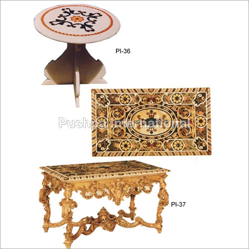 White & Golden Marble Table