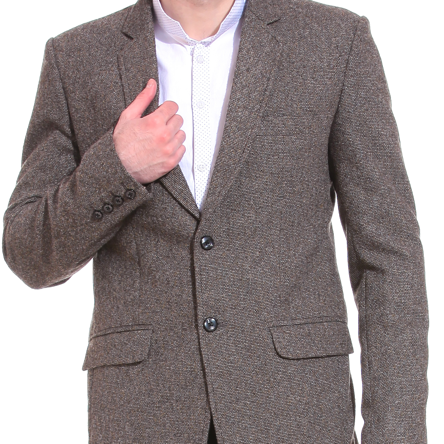 Woolen Solid Grey Blazer
