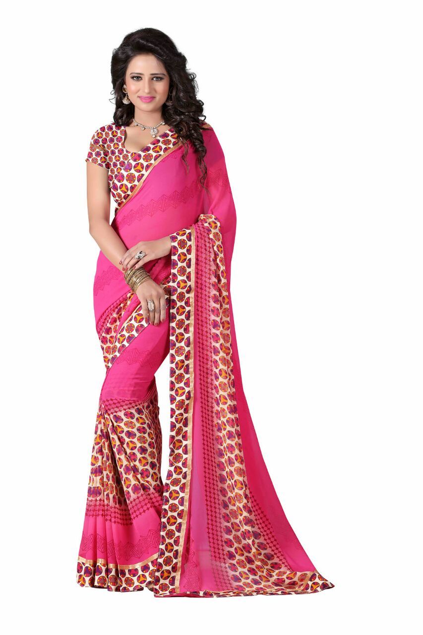 Designer Printed Sari - Chiffon, 5.5m X 1.1m, Green | Elegant Design, Soft Fabric, Vibrant Digital Prints, Perfect Fit
