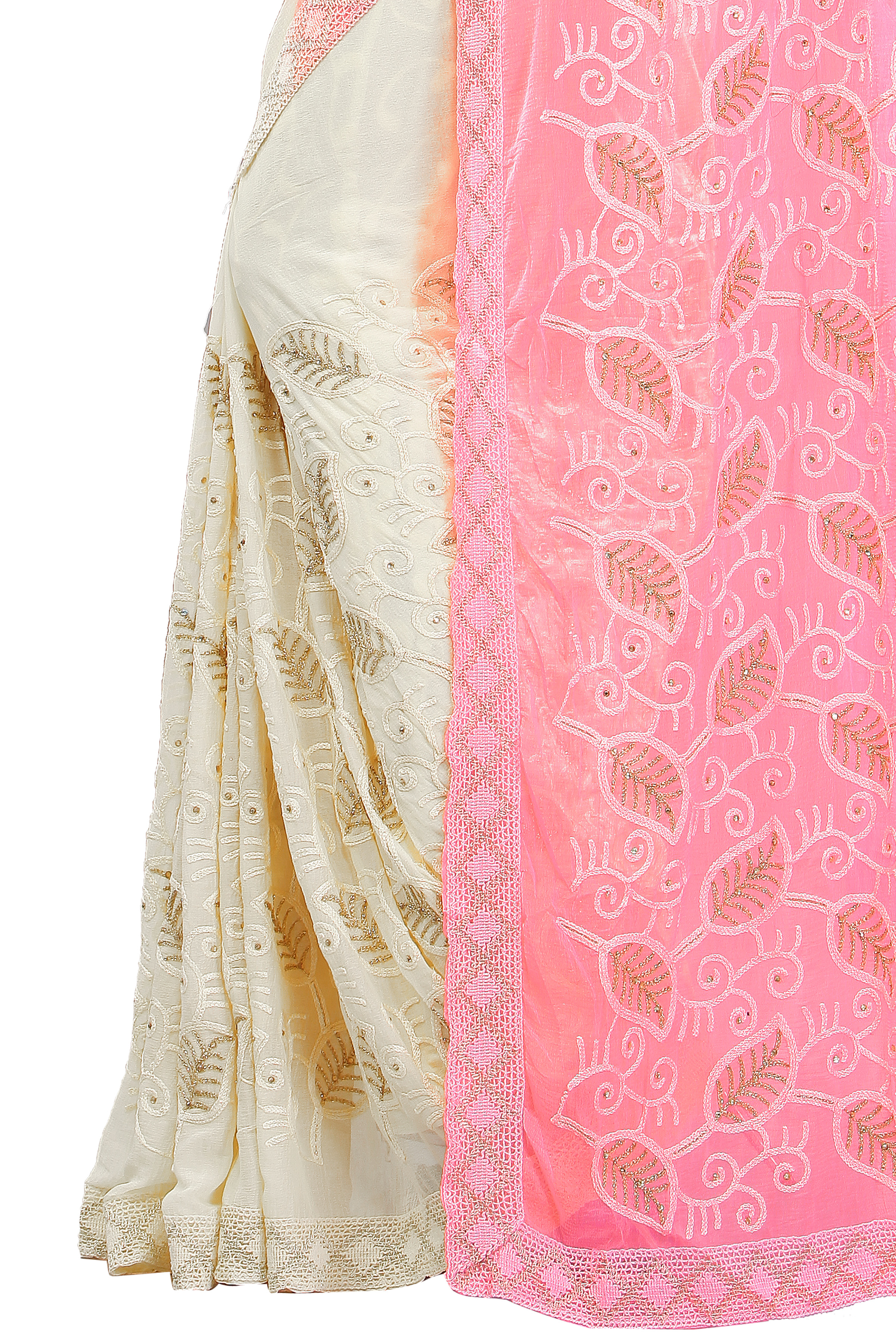 Embroidered Pink Saree