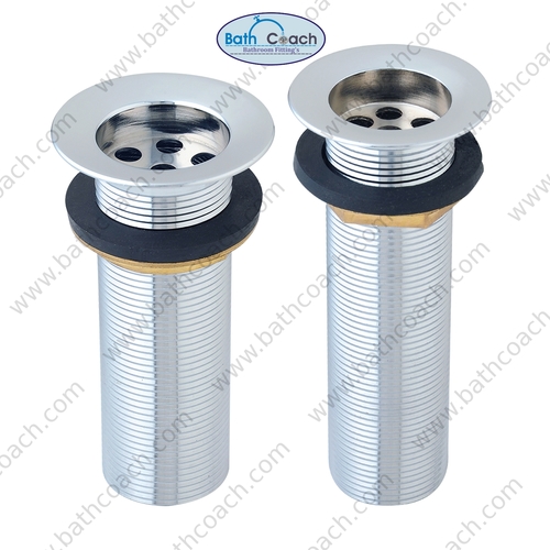 Full Thread Long Brass Waste Coupling - Male Connection, 127-254mm Length | Polished Round Design for Bathroom Fitting
