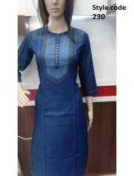 Denim Kurtis - Denim Fabric, Short Sleeve, Daily Wear | Suitable for Summer and Winter, Ideal for Girls