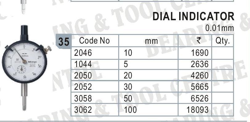 Dial Indicator - Stainless Steel, 10-50 Mm Range, Black And White | Shockproof, Metric, Hysteresis And Repeatability Indicators