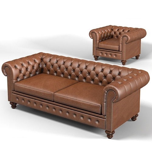 Chesterfield Leather Sofa - Handmade Wood Frame 2-Seater 160x80x70cm | Soft and Comfortable, Scratch and Tear Resistant, Seamless Finish