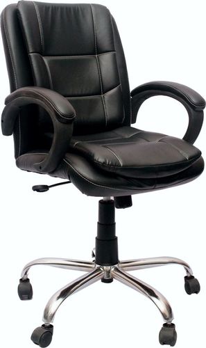 Visitor Chair - Medium Back, Push Back Design with Adjustable Height, Padded Lumbar Support, Anti-Static Features, Soft Seat Padding and Easy-Roll Casters