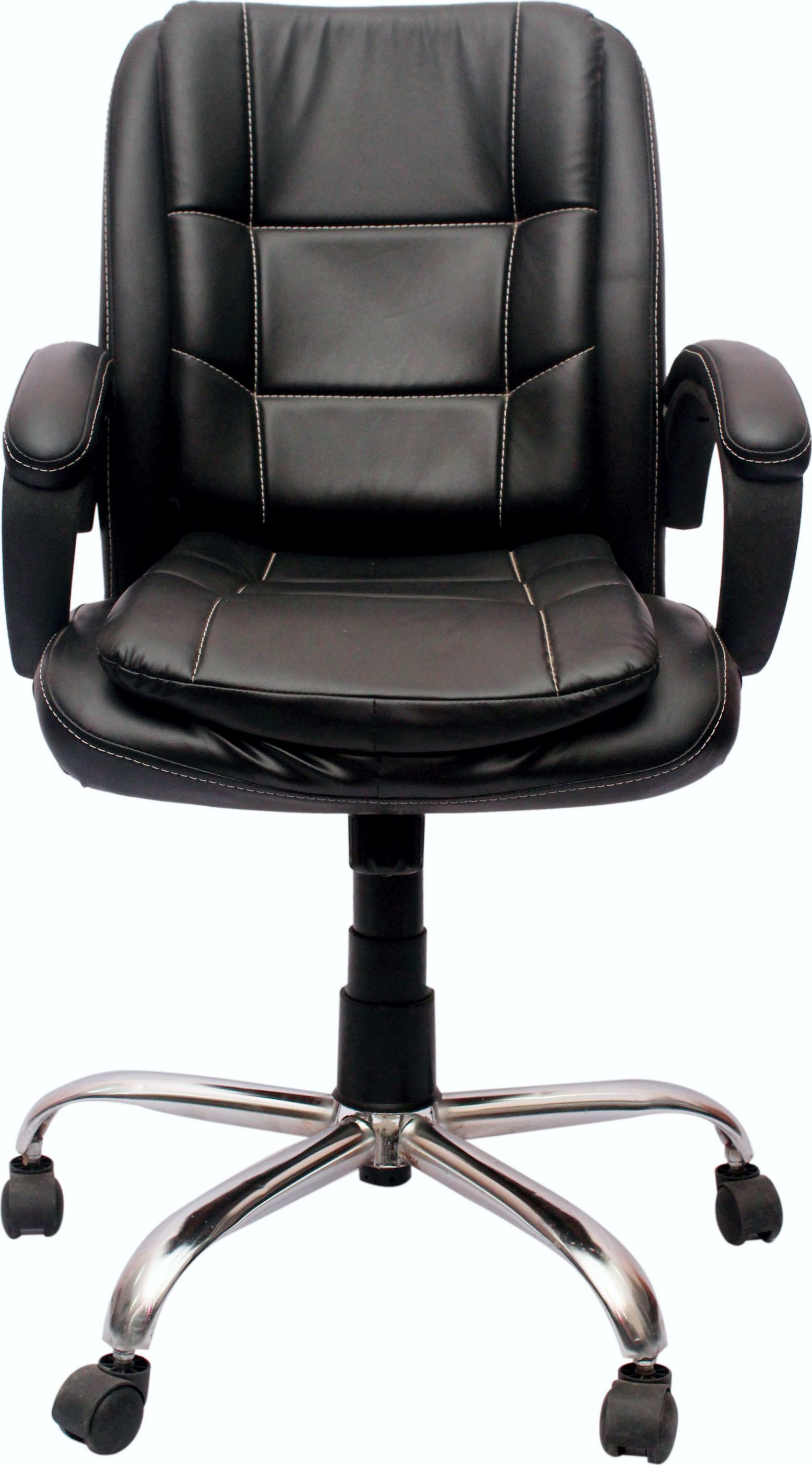 Visitor Chair - Medium Back, Push Back Design With Adjustable Height, Padded Lumbar Support, Anti-static Features, Soft Seat Padding And Easy-roll Casters